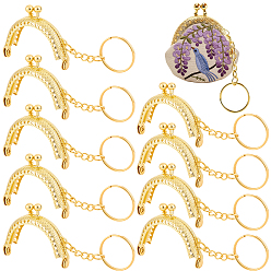 Golden 10Pcs Iron Bag Kiss Lock Frames with Key Rings, Golden, 105mm