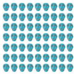 Turquoise 3 Strands Dyed Synthetic Turquoise Bead Strands, Skull, Turquoise, 10x8x10mm, Hole: 1mm, about 40pcs/strand