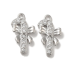 Платинированный Латунные микро проложить кубического циркония подвески, без кадмия, без никеля и без свинца, шоколадная конфета, Реальная платина, 13.5x7.5x1.5 мм, отверстие : 1 мм