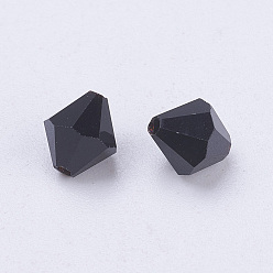 Black Imitation Austrian Crystal Beads, Grade AAA, Faceted, Bicone, Black, 6x6mm, Hole: 0.7~0.9mm
