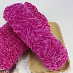 Фуксиновый Шерстяная пряжа синель, бархатные нитки для ручного вязания, для детского свитера, шарфа, ткани, рукоделия, ремесла, красно-фиолетовые, 3 мм, около 87.49 ярдов (80 м) / моток