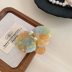 Золотистый Акриловые коготь заколки, цветок, аксессуары для волос для женщин и девочек, золотые, 62x48 мм