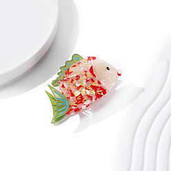 Красный Заколки для волос с когтями из ацетата целлюлозы (смола), рыба, красные, 90x55 мм