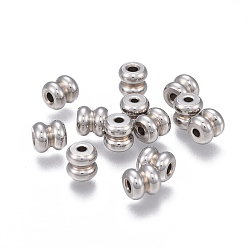 Stainless Steel Color Tarnish Resistant 201 Stainless Steel Grooved Beads, Column, Stainless Steel Color, 6x5.8mm, Hole: 1.8mm