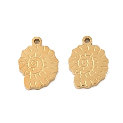 Другие 304 прелести нержавеющей стали, ионное покрытие (ip), Тема океана, очарование раковины, золотые, 11x8x1.5 мм, отверстие : 1 мм