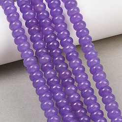 Purple Natural Deyd White Jade Beads Strands, Smooth Rondelle, Purple, 8~8.5x5mm, Hole: 0.9mm, about 74~76pcs/strand, 14.96''~15.35''(38~39cm)