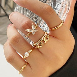 Golden Alloy Finger Rings, Mixed Style, Golden, No Size