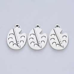Античное Серебро Сплавочные подвески тибетского стиля, без кадмия и без свинца, палитра, античное серебро, 27x18.5x2 мм, Отверстие : 1.6 мм , около 160 шт / 500 г