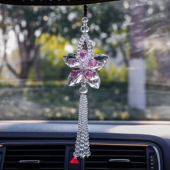 Фиолетовый Подвесные украшения из стеклянных цветов, кисточка для подвесного украшения на зеркало заднего вида автомобиля, фиолетовые, 330 мм