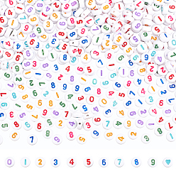 Mixed Color Opaque Acrylic Beads, Flat Round with Random Mixed Number, Mixed Color, 7x3.5mm, Hole: 1.2mms