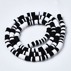 Black Handmade Polymer Clay Beads Strands, for DIY Jewelry Crafts Supplies, Heishi Beads, Disc/Flat Round, Black, 4x0.5~1mm, Hole: 1.4mm, about 350~410pcs/strand, 15.75 inch~16.14 inch(40~41cm)