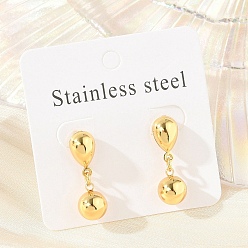 Золотой Круглые 304 серьги-гвоздики из нержавеющей стали, золотые, 22x8 мм