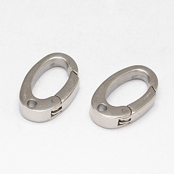 Stainless Steel Color Tarnish Resistant Oval 304 Stainless Steel Keychain Clasp Findings Finding, Snap Clasps, Stainless Steel Color, 15x9x3mm, Hole: 1.5mm