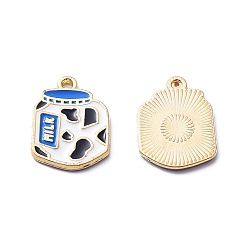 Drink Подвески из цинкового сплава, с эмалью, золотые, молоко, 20.5x14.5x1.5 мм, отверстие : 1.5 мм