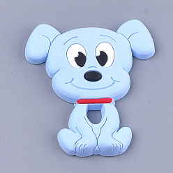 Light Blue Food Grade Eco-Friendly Silicone Puppy Beads, Beagle Dog, Light Blue, 90~91x81x12mm