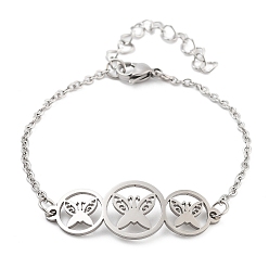 Бабочка Браслеты из цепей из нержавеющей стали, не тускнеющие, для женщин и мужчин, цвет нержавеющей стали, бабочка, 8-1/4 дюйм (21 см), Бабочка: 38.5x14 mm