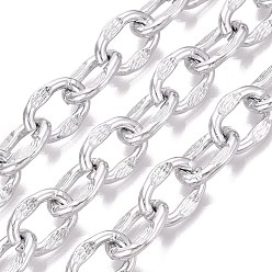 Silver Aluminium Cable Chains, Unwelded, with Spool, Silver, 16.5x12.5x2.5mm, about 32.81 Feet(10m)/Roll