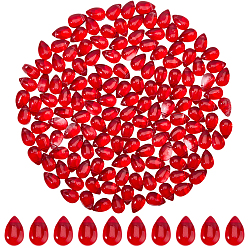 Красный 200 прозрачные стеклянные бусины, сверху просверленные бусы, слеза, красные, 9x6x5 мм, отверстие : 1 мм