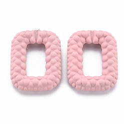 Pink Непрозрачные акриловые быстроразъемные соединения, окрашенные распылением, прямоугольные, розовые, 35x26x7 мм, внутренний диаметр: 10.5x19.5 мм