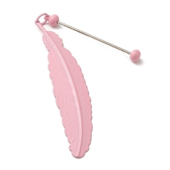 Pink Закладки-подвески из перьев из сплава, закладки из бисера, розовые, 195 мм