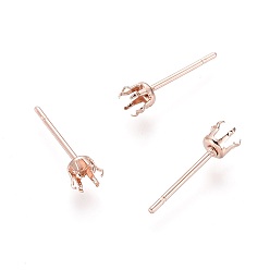 Розовое Золото 304 Выводы серьги из нержавеющей стали шпилька, Настройки зубца, розовое золото , 15x4 мм, штифты : 0.8 мм