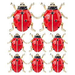 Красный 8Штуки эмалированных значков в виде божьих коровок для рюкзака и одежды, красные, 28x28.5 мм