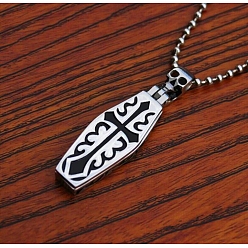 Нержавеющая Сталь Цвет Не тускнеющий гроб из нержавеющей стали с черепом и урной для пепла, памятные украшения для мужчин женщин, цвет нержавеющей стали, 23.23 дюйм (59 см)