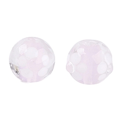 Misty Rose Handmade Bumpy Lampwork Beads, Round & Flower, Misty Rose, 12~14.5mm, Hole: 1.2~1.5mm