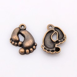 Красная Медь Сплавочные подвески тибетского стиля, без кадмия и без свинца, нога, Красная медь, 20x17x3 мм, отверстие : 1.5 мм