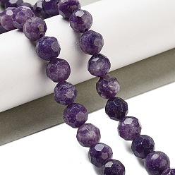 Лепидолит Нити бусин из натурального леподолита, граненый футбольный мяч шестиугольной огранки, круглые, 8 мм, отверстие : 1.1 мм, около 49 шт / нитка, 15.04 дюйм (38.2 см)