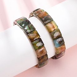 Полосатый Агат Браслеты из окрашенного и термически обработанного натурального полосатого агата с гранеными бусинами, эластичные, для женщин., прямоугольные, бусины : 13x11x5~5.5 мм, внутренний диаметр: 2.32 дюйм (5.9 см)