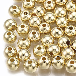 Light Gold CCB пластиковые шарики, круглые, золотой свет, 6x5 мм, отверстие : 1.5 мм