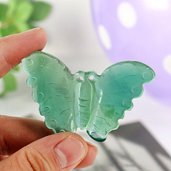 Средний Морско-зеленый Резные фигурки бабочек из натурального флюорита, статуи для украшения рабочего стола для домашнего офиса, средний морской зеленый, 60 мм