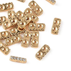 Plaqué 18K Or Véritable Maillons multi-rangs en laiton Shegrace micro-pavé de zircone cubique transparente, rectangle, sans cadmium et sans plomb et sans nickel, réel 18 k plaqué or, 9x2x4mm, Trou: 1mm