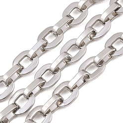 Нержавеющая Сталь Цвет 201 цепи овальные из нержавеющей стали, несварные, с катушкой, цвет нержавеющей стали, ссылка: 10.5x8.5x1.5мм и 10x6.5x2.5мм