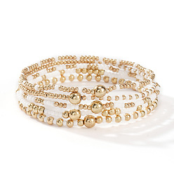 Белый Набор золотых браслетов дружбы с бусинами, ручная работа, украшения для ношения в несколько рядов для женщин.