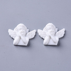 White Resin Cabochons, Cupid/Cherub, White, 30.5x25.5x9mm