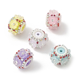 (52) Непрозрачная лаванда Бусины из смолы в виде цветка со стразами, рондель, с акрилом и стеклом, для ручек с бусинами, брелки, ювелирные изделия и ремесла, разноцветные, 21x21x17 мм, отверстие : 2.8 мм
