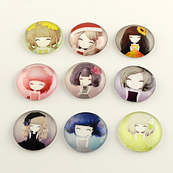 (52) Непрозрачная лаванда Маленькая девочка узор плоский полукруглый стеклянный купол кабошоны, для поделок проектов, разноцветные, 18x5 мм