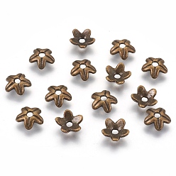 Античная Бронза Тибетском стиле сплав шарик крышки, античная бронза, без свинца и без кадмия, 9x9x3 мм, отверстие : 2 мм