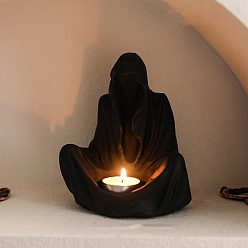 Черный Хэллоуин призрак смолы подсвечник, Фестиваль креативных свечей, украшение дома, чёрные, 12x15 см