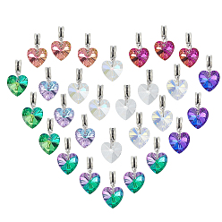 (52) Непрозрачная лаванда 27 шт. 9 стили ab цветные стеклянные европейские подвески-шармы, подвески в форме сердца с большим отверстием и застежками из сплава, античное серебро, разноцветные, 25 мм, 3 шт / стиль
