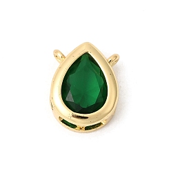 Зеленый Латунные микро проложить кубического циркония подвески, слезинки, долговечный, стойки покрытие, без свинца и без кадмия, реальный 18 k позолоченный, зелёные, 10x8x4 мм, отверстие : 0.9 мм