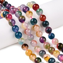 (52) Непрозрачная лаванда Окрашенные природные белый нефрит бисер пряди, два тона, круглые, разноцветные, 8x8 мм, отверстие : 0.9 мм, около 47~48 шт / нитка, 15.16~15.72'' (38.5~39.3 см)