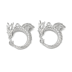 Платинированный Латунные микропаве прозрачные подвески с фианитом, без кадмия, без никеля и без свинца, прелести дракона, Реальная платина, 18x19x2.5 мм, отверстие : 1 мм