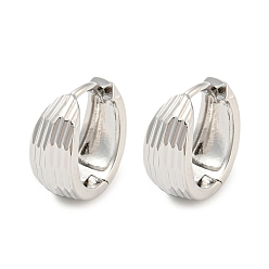 Платина Серьги-кольца из латуни с желобками, платина, 14.5x6.5 мм