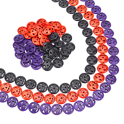 (52) Непрозрачная лаванда 6 нитки 3 цветные синтетические бирюзовые бусины нити, окрашенные, тыква тыква джек о фонарь джек о фонарь, разноцветные, 15x3.5 мм, отверстие : 1 мм, около 27 шт / нитка, 15.35'' (39 см), 2 пряди / цвет