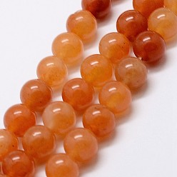 Red Aventurine Natural Red Aventurine Bead Strands, Round, 8~9mm, Hole: 1mm, about 44~48pcs/strand, 15 inch