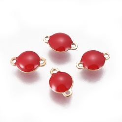 Красный Ионное покрытие (ip) 304 эмалированные соединители из нержавеющей стали, эмалированные блестки, плоско-круглые, золотые, красные, 12x8x4 мм, отверстие : 1.4 мм