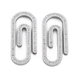 Stainless Steel Color 201 Stainless Steel Link, with Crystal Rhinestone, Pin, Stainless Steel Color, 35x16x3mm